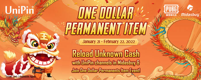 [Midasbuy]PUBGM Jan ONE-Dollar Permanent Item Event! (MY)